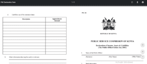 The Public Servants Wealth Declaration Form, PSC 2b