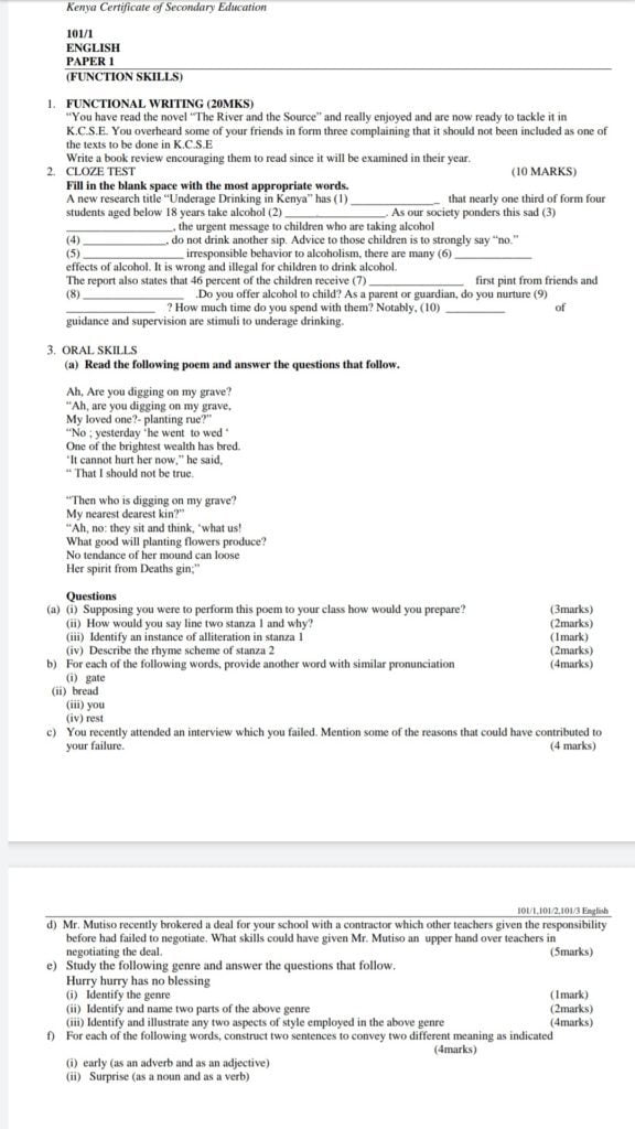 Free English Language notes, schemes, lesson plans, Setbooks' guides, Poetry notes,KCSE Past Papers, Termly Examinations, revision materials and marking schemes.