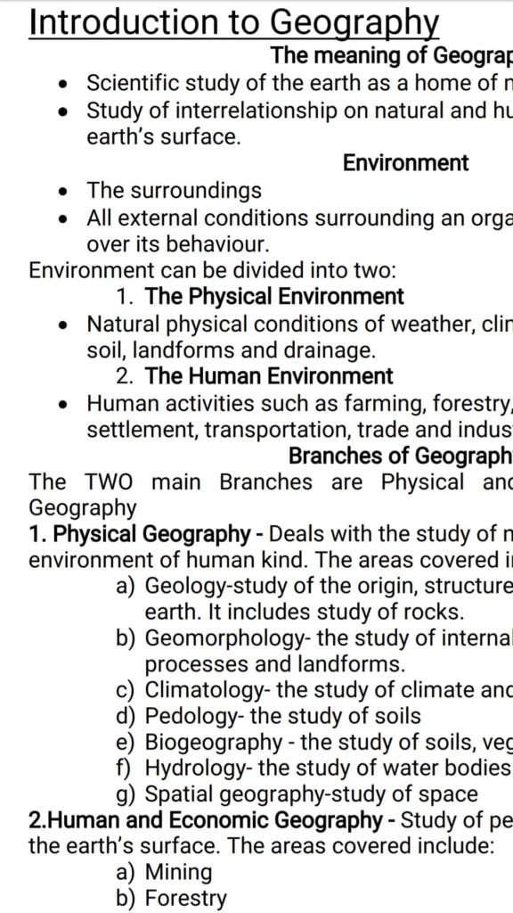 Free Geography notes, schemes, lesson plans, KCSE Past Papers, Termly Examinations, revision materials and marking schemes.