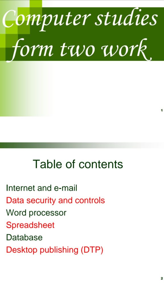 Free Computer Studies notes, schemes, lesson plans, KCSE Past Papers, Termly Examinations, revision materials and marking schemes.