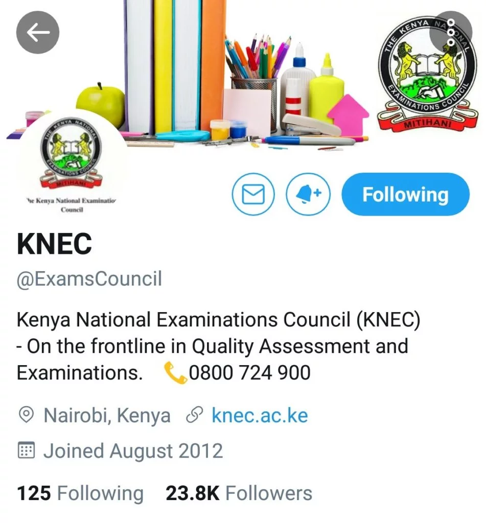 Official Twitter account for Kenya National Examinations Council, KNEC.