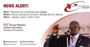 2019 KCSE CANDIDATES TO KNOW THEIR KUCCPS PLACEMENT RESULTS TODAY.