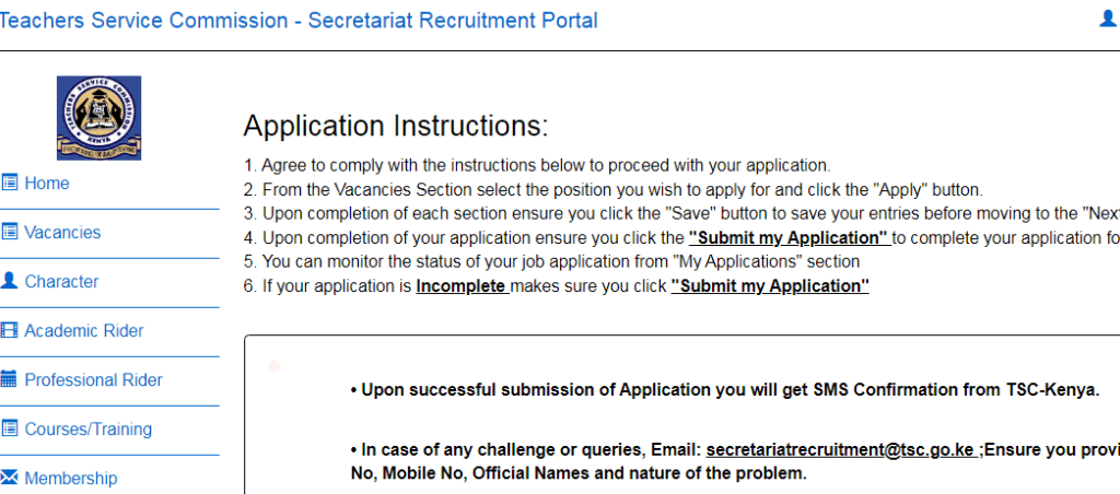 TSC online application portal