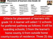 Final criteria for placing learners in Grade 10 released
