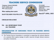 Latest TSC Circular on surcharging Policy for Teachers