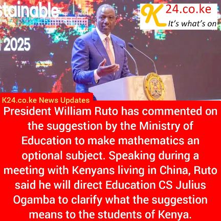 President Ruto weighs in on CBC Senior School Subjects Selection