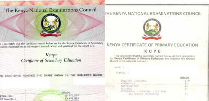 A KCSE, KCPE Certificate