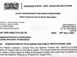 Education Ministry's Circular on acquisition of title deeds for all schools